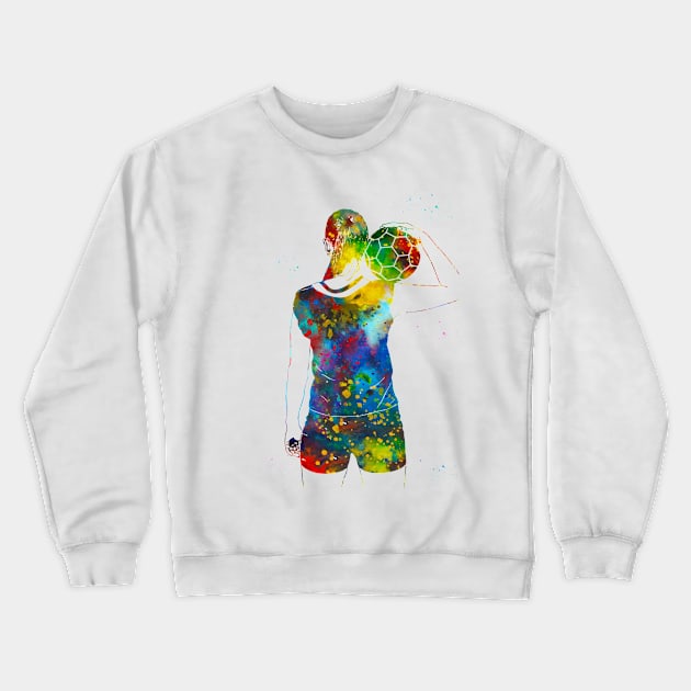 Handball Player Girl Crewneck Sweatshirt by erzebeth